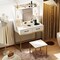 White Dressing Table with Mirror Stool and 2 Drawers USB & AC Charging for Storage Organizer